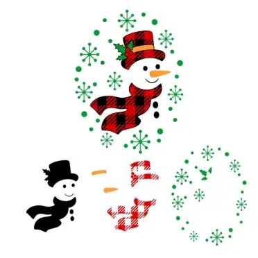 Plaid Pattern Holly Snowman SVG Cuttable Designs