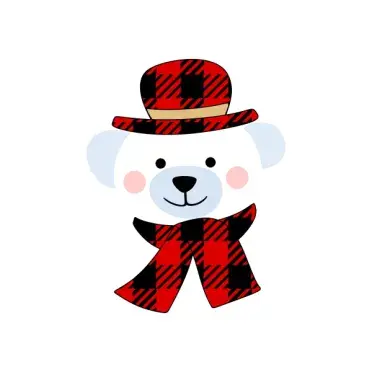 Christmas Plaid Bear SVG Cuttable Designs
