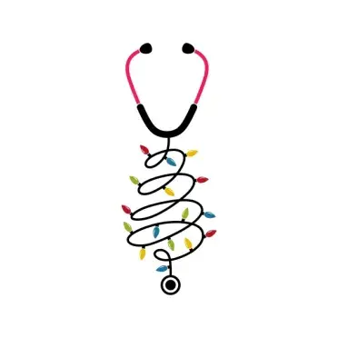 Christmas Tree Stethoscope Nurse Bulb String SVG Cuttable Design