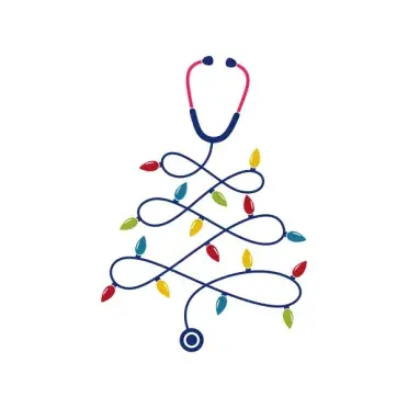 Christmas Tree Stethoscope Nurse Bulb String SVG Cuttable Design