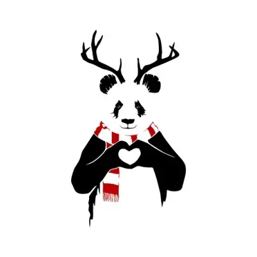 Christmas Panda Heart SVG Cuttable Design