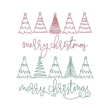 Merry Christmas Trees Line Art SVG Cuttable Design
