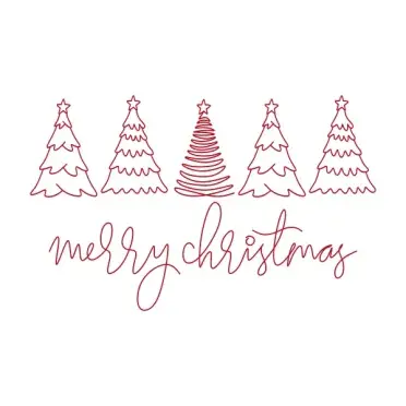 Merry Christmas Trees Line Art SVG Cuttable Design