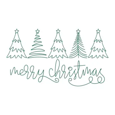 Merry Christmas Trees Line Art SVG Cuttable Design