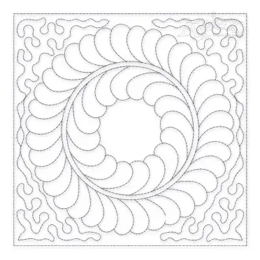 Abstract Flower Wreath Quilt Block Embroidery Design