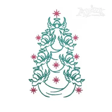 Angel Christmas Tree Embroidery Design