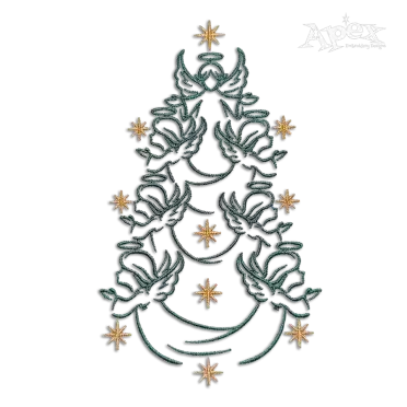 Cute Baby Angel Christmas Tree Theme Machine Embroidery Design