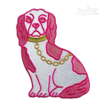 Vintage Chinoiserie Sitting Dog Ceramic Machine Embroidery Design