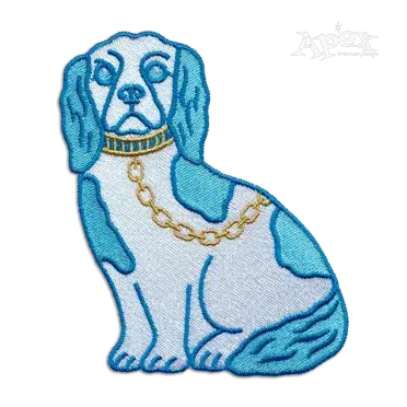 Vintage Chinoiserie Sitting Puppy Ceramic Machine Embroidery Design