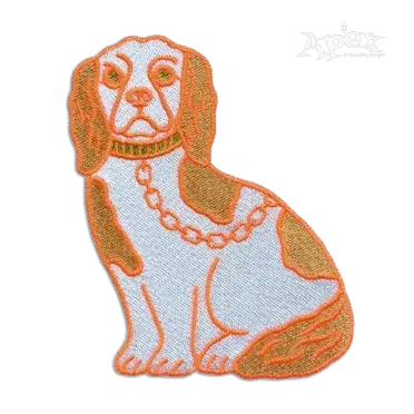 Anique Chinoiserie Sitting Puppy Ceramic Machine Embroidery Design