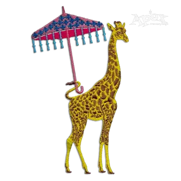 Vintage Giraffe with Umbrella Machine Embroidery Design