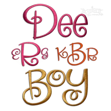 Augusta Curlz Machine Embroidery Font by Apex All