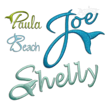 Ocean Fin Tail Letters Machine Embroidery Font - Apex
