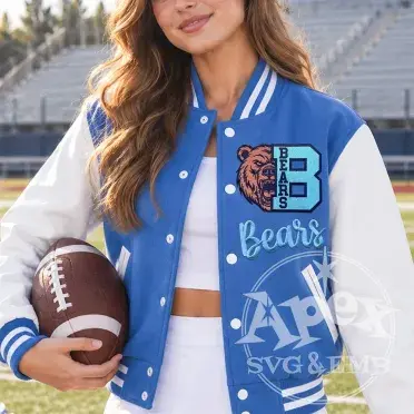 Bears School Mascot Spirit Game Sports Embroidery Design Bundle