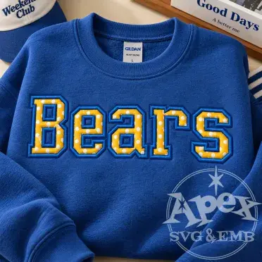Bears School Mascot Spirit Game Sports Embroidery Design Bundle