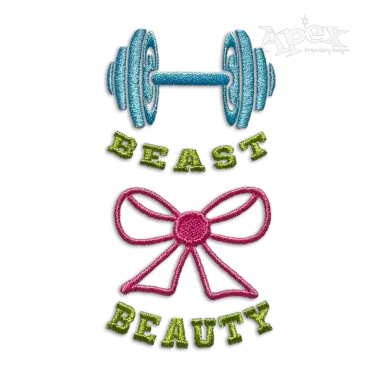 Beast and The Beauty Gym Workout Machine Embroidery Design