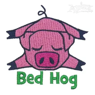 Bed Hog Pig Embroidery Design