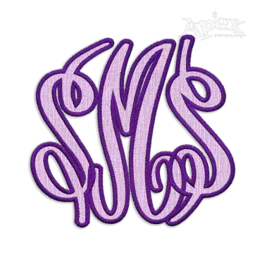 Bold Curlz Circle Monogram Applique Embroidery Font Apex Designs Art