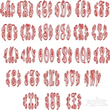 Bold Curlz Circle Monogram Applique Embroidery Font
