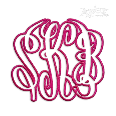 Bold Curlz Circle Monogram Applique Embroidery Font Apex