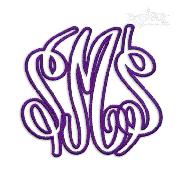 Bold Curlz Circle Monogram Applique Embroidery Font Apex Designs