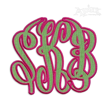 Bold Curlz Circle Monogram Applique Embroidery Font - Apex Designs