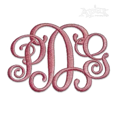 Bold Vine Interlocking Monogram Embroidery Font Letters