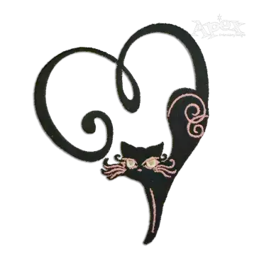 Cat Heart Machine Embroidery Design by Apex Digitized