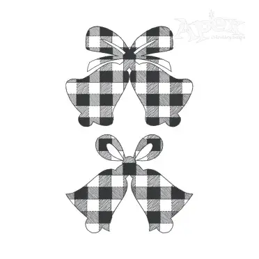 Buffalo Plaid Christmas Bells Embroidery Design