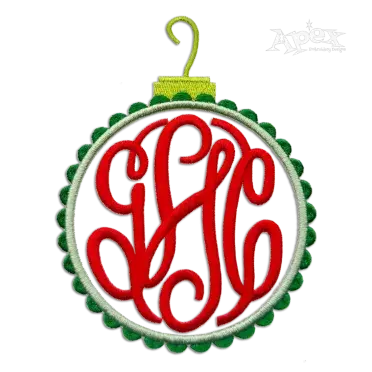 Christmas Bulb Machine Embroidery Font Sample Monogram