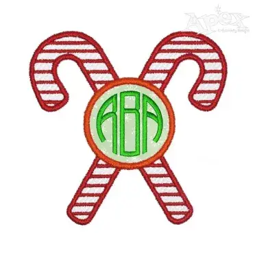 Candy Cane Monogram Applique Frame