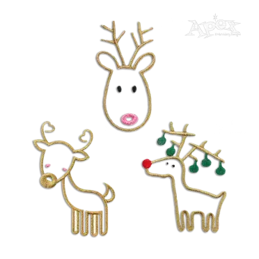 Christmas Reindeer Line Art Machine Embroidery Designs by Apex all