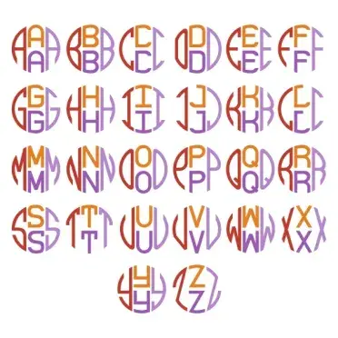Circle Four Letter Center Stacked Cuttable Font