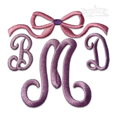 Classic Monogram Machine Embroidery Font with Bow