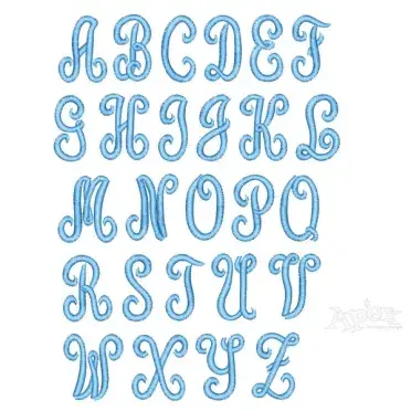 Classic Curlz Monogram Machine Embroidery Font