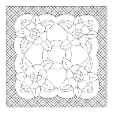 Classic Floral #5 Quilt Block Embroidery Design