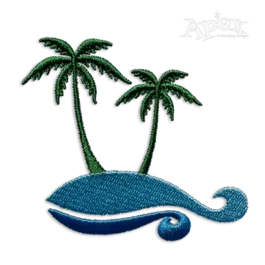 Palm Tree Waves Shape Embroidery Design