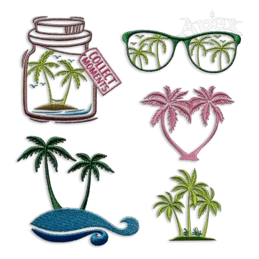 Coconut Palm Trees Island Pack Machine Embroidery Apex Designs All 2
