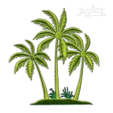 Coconut Palm Trees Island three Machine Embroidery Apex Designs