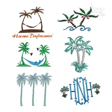 Coconut Palm Trees Island Pack Machine Embroidery Apex Designs All