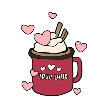 Drinks Mug Cup with Hearts Pack SVG Cuttable Design