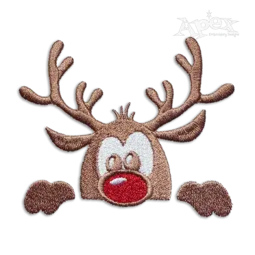 Cute Christmas Boarder or Pocket Reindeer Machine Embroidery Designs