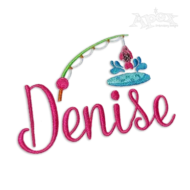 Cute Fishing Rod and Fish Machine Embroidery Design by Apex