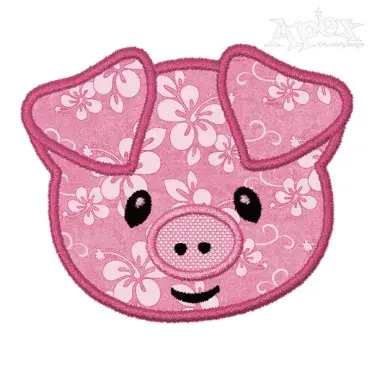 Cute Pig Applique Embroidery Design