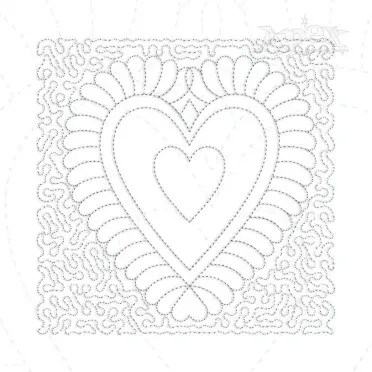 Decorative Heart Quilt Block Embroidery Design