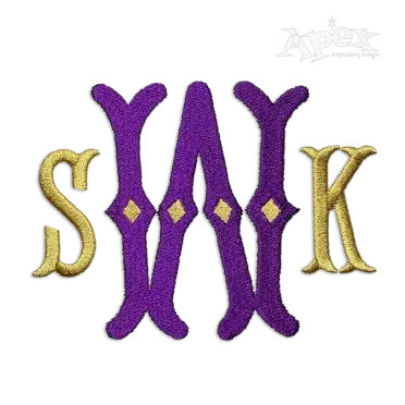 Diamond Fishtail Monogram Machine Embroidery Font - Apex Design Art