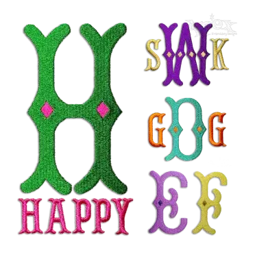 Diamond Fishtail Monogram Machine Embroidery Font - Apex All