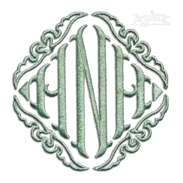 Pillow Diamond Frames Embroidery Font by Apex Designs green