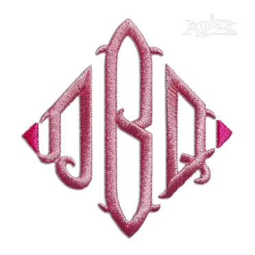 Diamond Triangle Monogram Fishtail Machine Embroidery Font