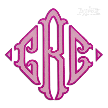 Diamond Triangle Monogram Fishtail Machine Embroidery Font Applique